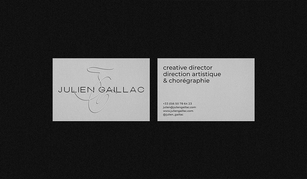 Business card and visual identity designed by Clément Philippe for the creative director and choreographer Julien Gaillac